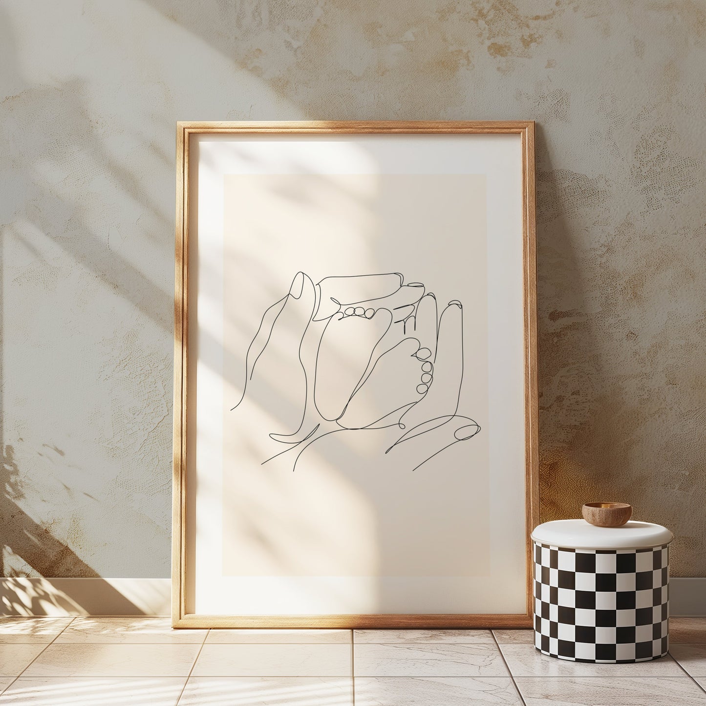 Premium Poster of Minimalistic Line Art Baby Feet Illustration Posters