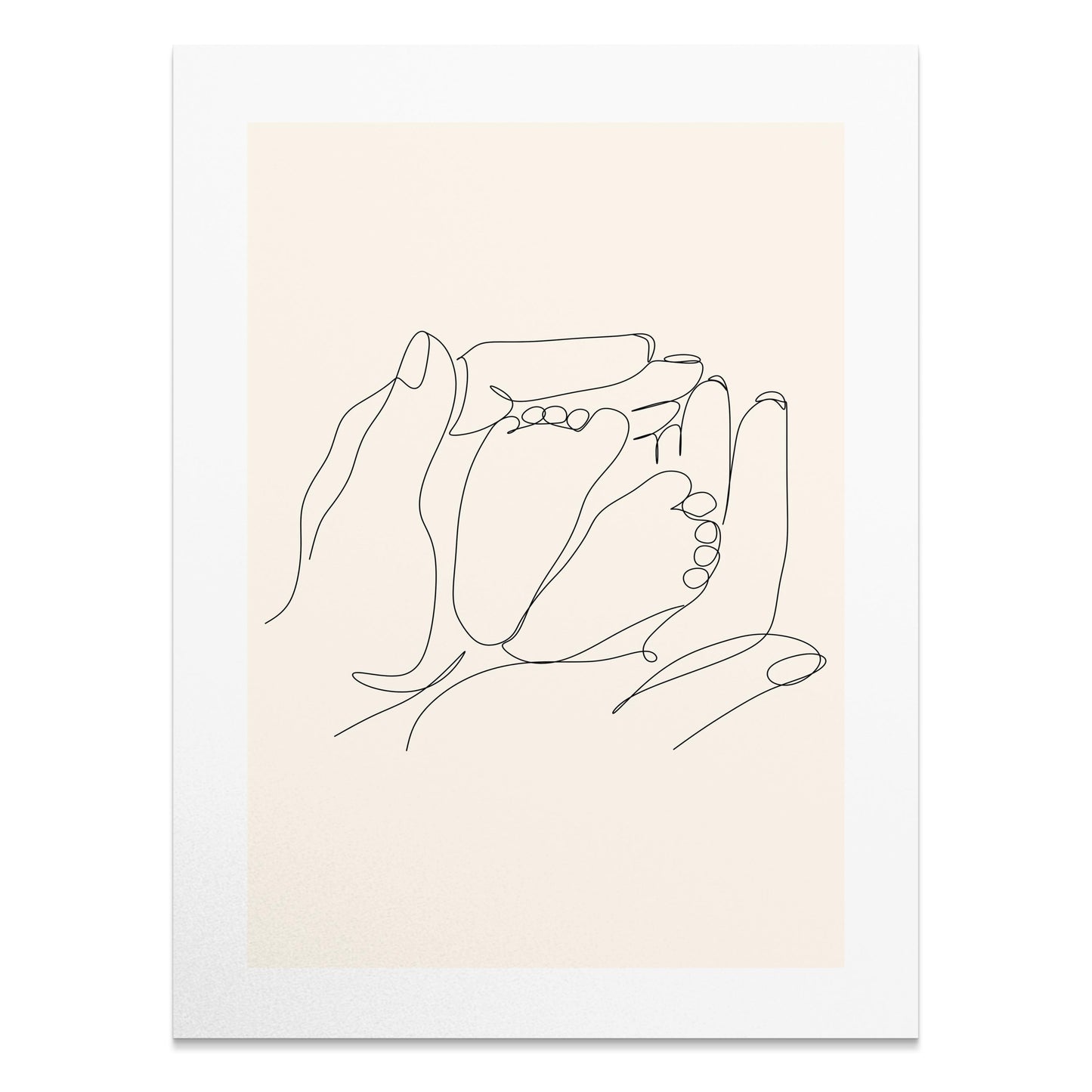 Premium Poster of Minimalistic Line Art Baby Feet Illustration Posters