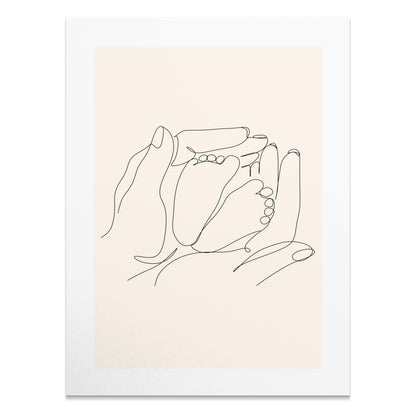 Premium Poster of Minimalistic Line Art Baby Feet Illustration Posters