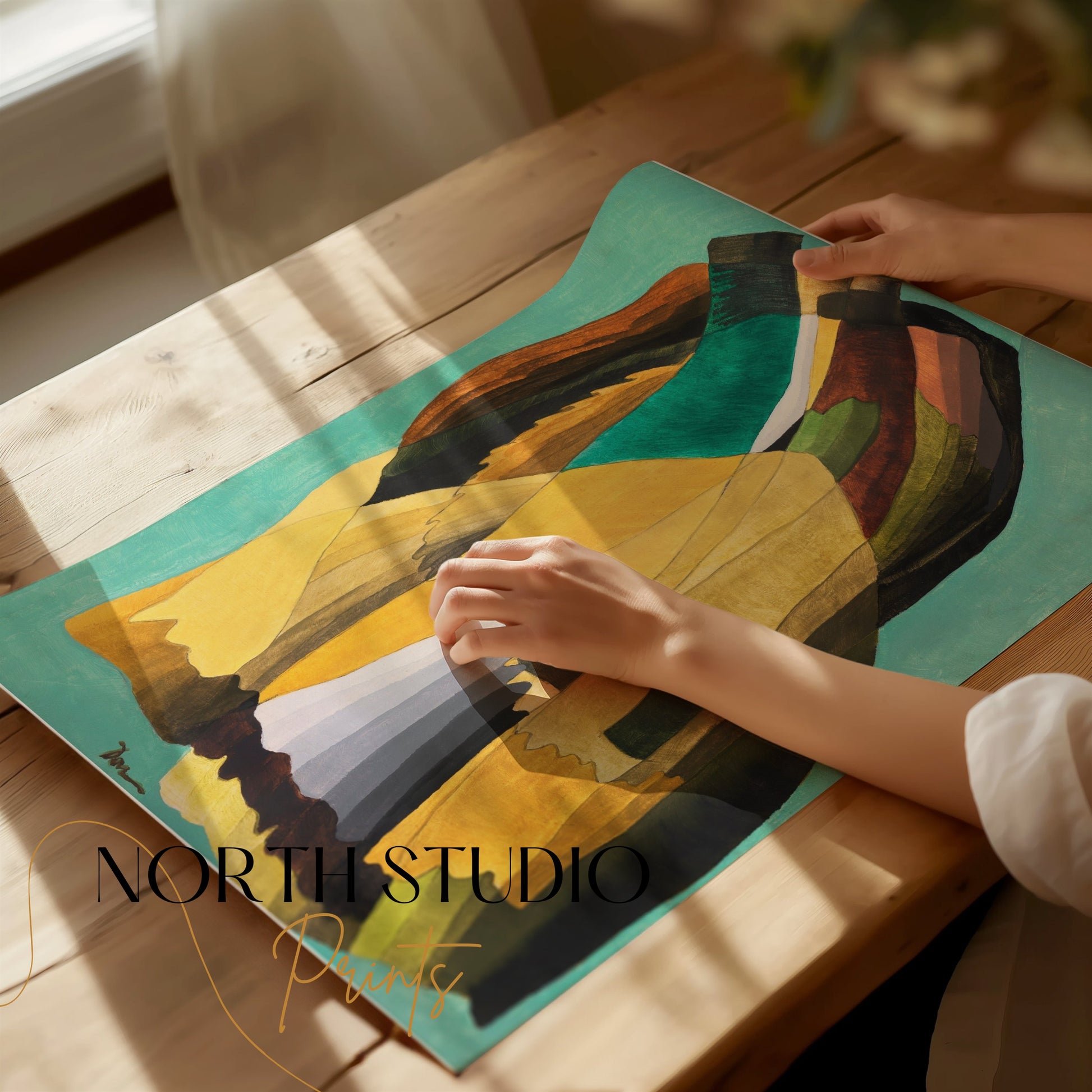 Premium Poster of Modern Abstract Art with Earth Tones Design Posters