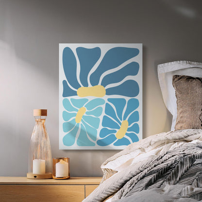 Premium Poster of Modern Abstract Floral Wall Art Blue Canvas Wraps