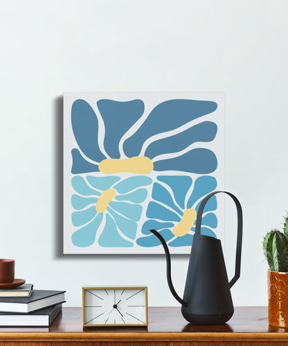 Premium Poster of Modern Abstract Floral Wall Art Blue Canvas Wraps