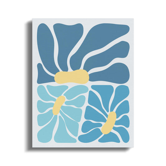 Premium Poster of Modern Abstract Floral Wall Art Blue Canvas Wraps
