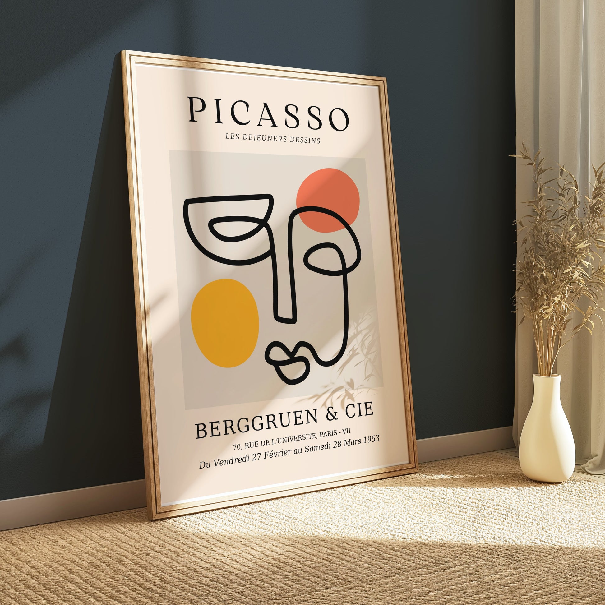 Premium Poster of Modern Abstract Line Art Face Art Gallery Exhibit Posters