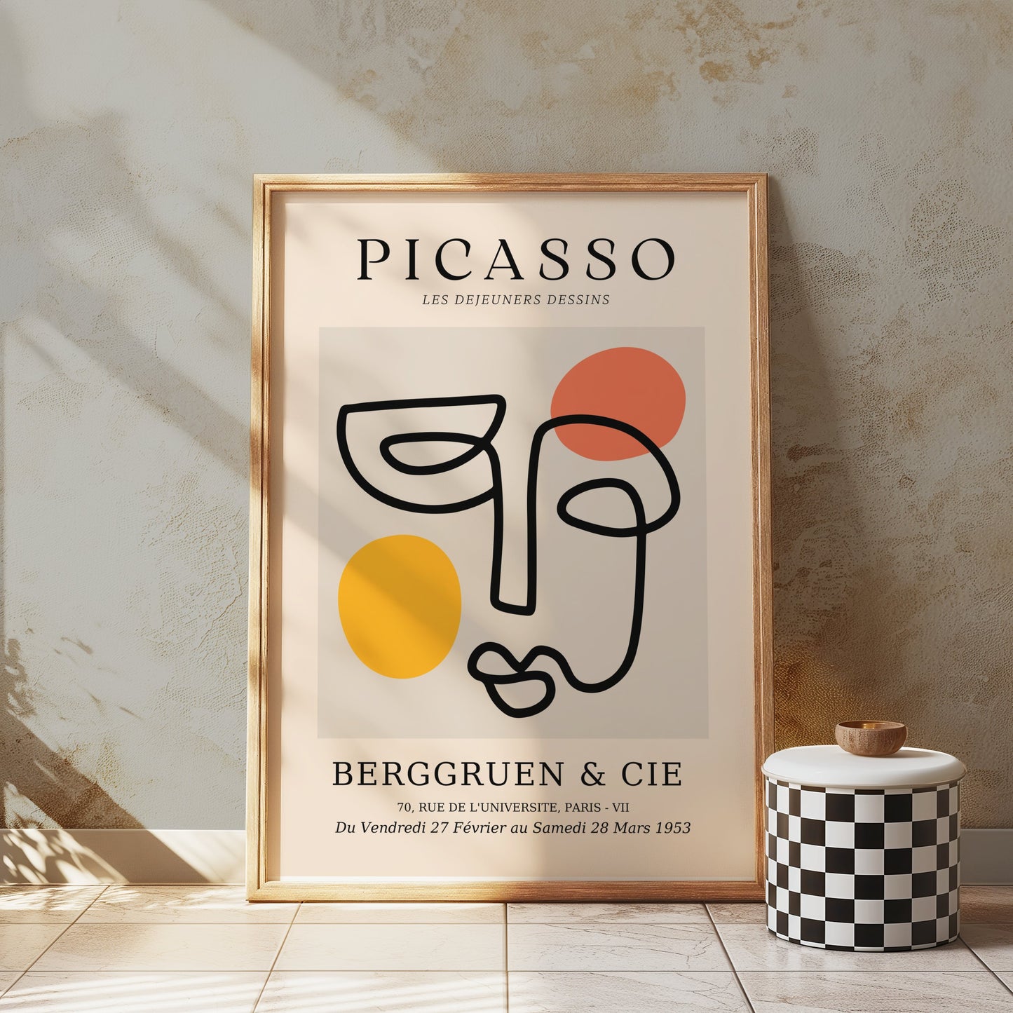 Premium Poster of Modern Abstract Line Art Face Art Gallery Exhibit Posters