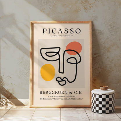 Premium Poster of Modern Abstract Line Art Face Art Gallery Exhibit Posters