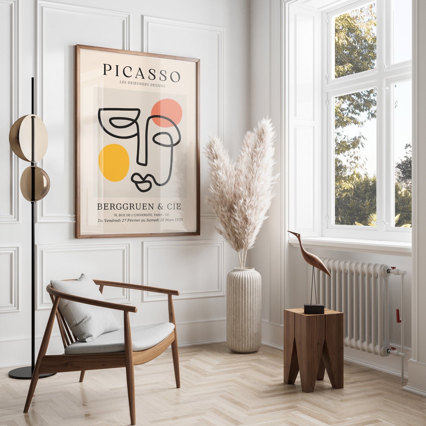 Premium Poster of Modern Abstract Line Art Face Art Gallery Exhibit Posters