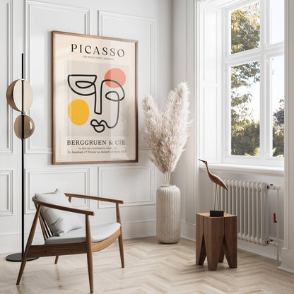 Premium Poster of Modern Abstract Line Art Face Art Gallery Exhibit Posters