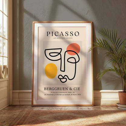 Premium Poster of Modern Abstract Line Art Face Art Gallery Exhibit Posters