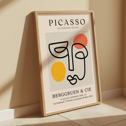 Premium Poster of Modern Abstract Line Art Face Art Gallery Exhibit Posters