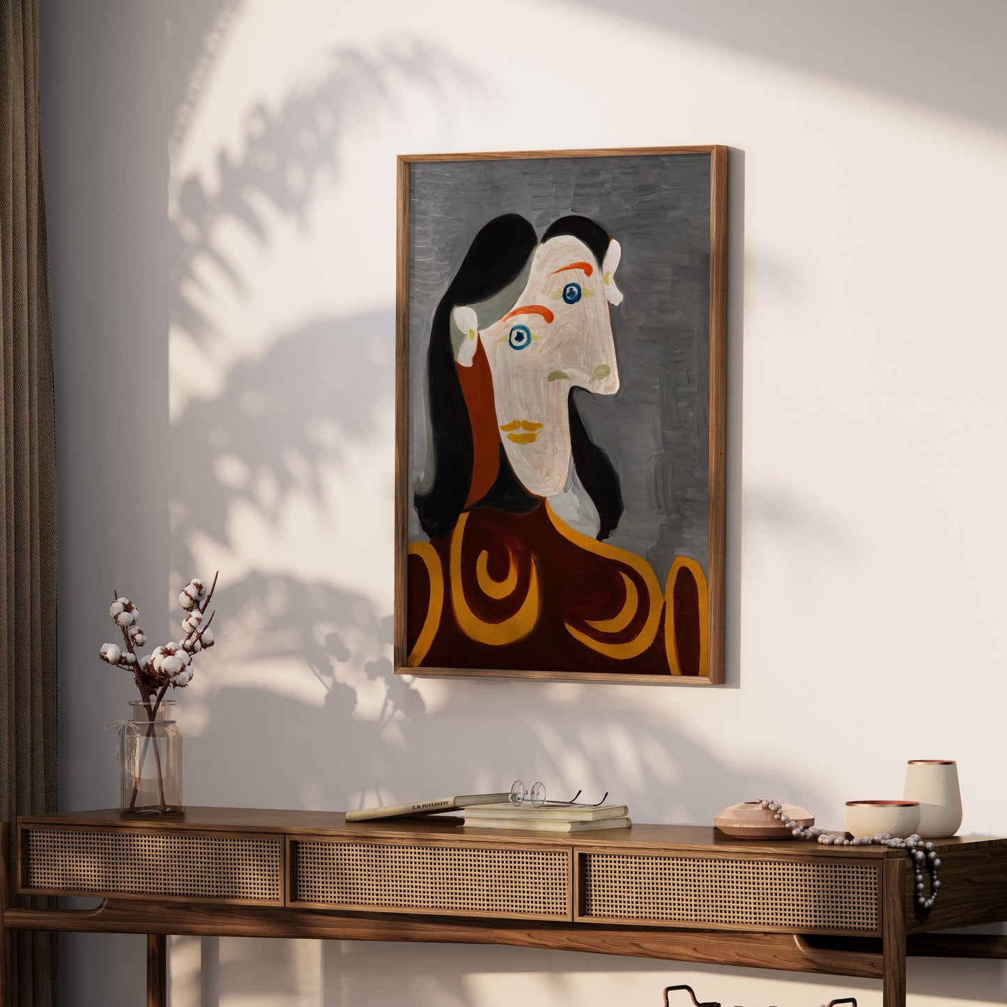 Premium Poster of Modern Abstract Portrait Art Grey Background Posters