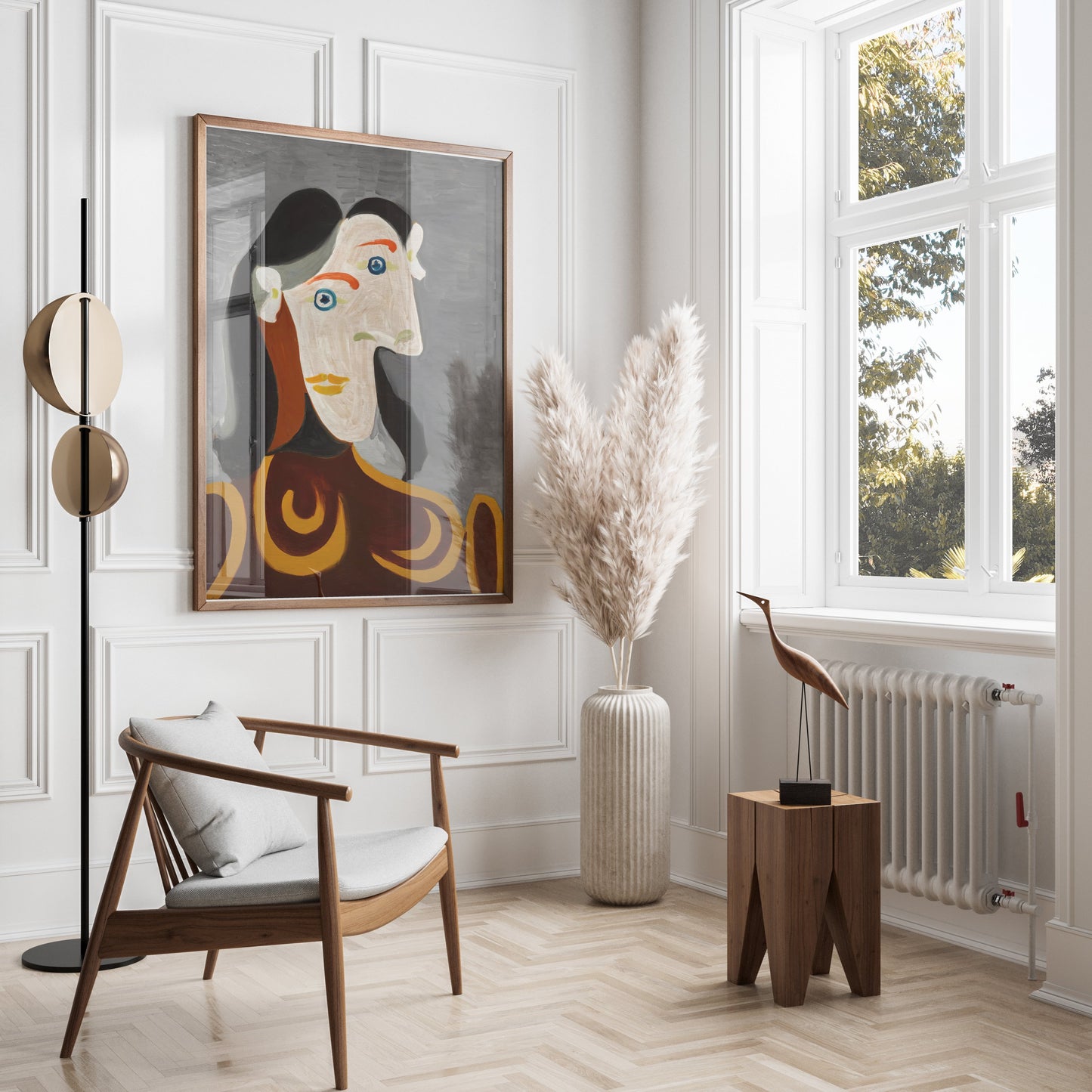 Premium Poster of Modern Abstract Portrait Art Grey Background Posters