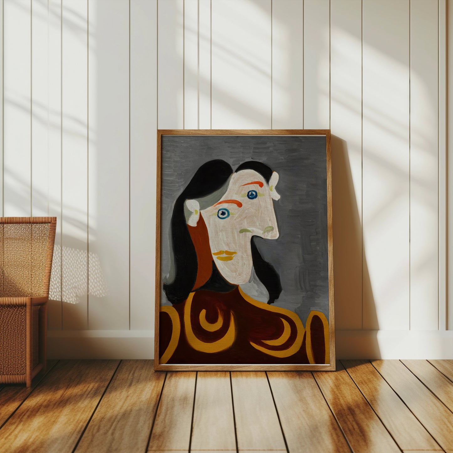 Premium Poster of Modern Abstract Portrait Art Grey Background Posters