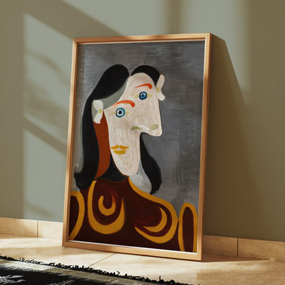 Premium Poster of Modern Abstract Portrait Art Grey Background Posters