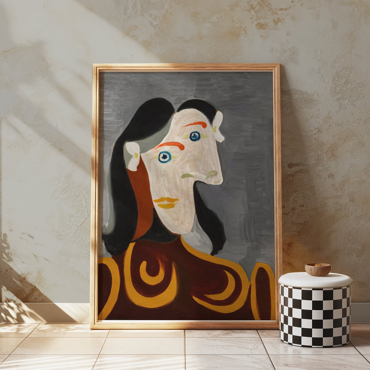 Premium Poster of Modern Abstract Portrait Art Grey Background Posters