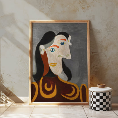 Premium Poster of Modern Abstract Portrait Art Grey Background Posters