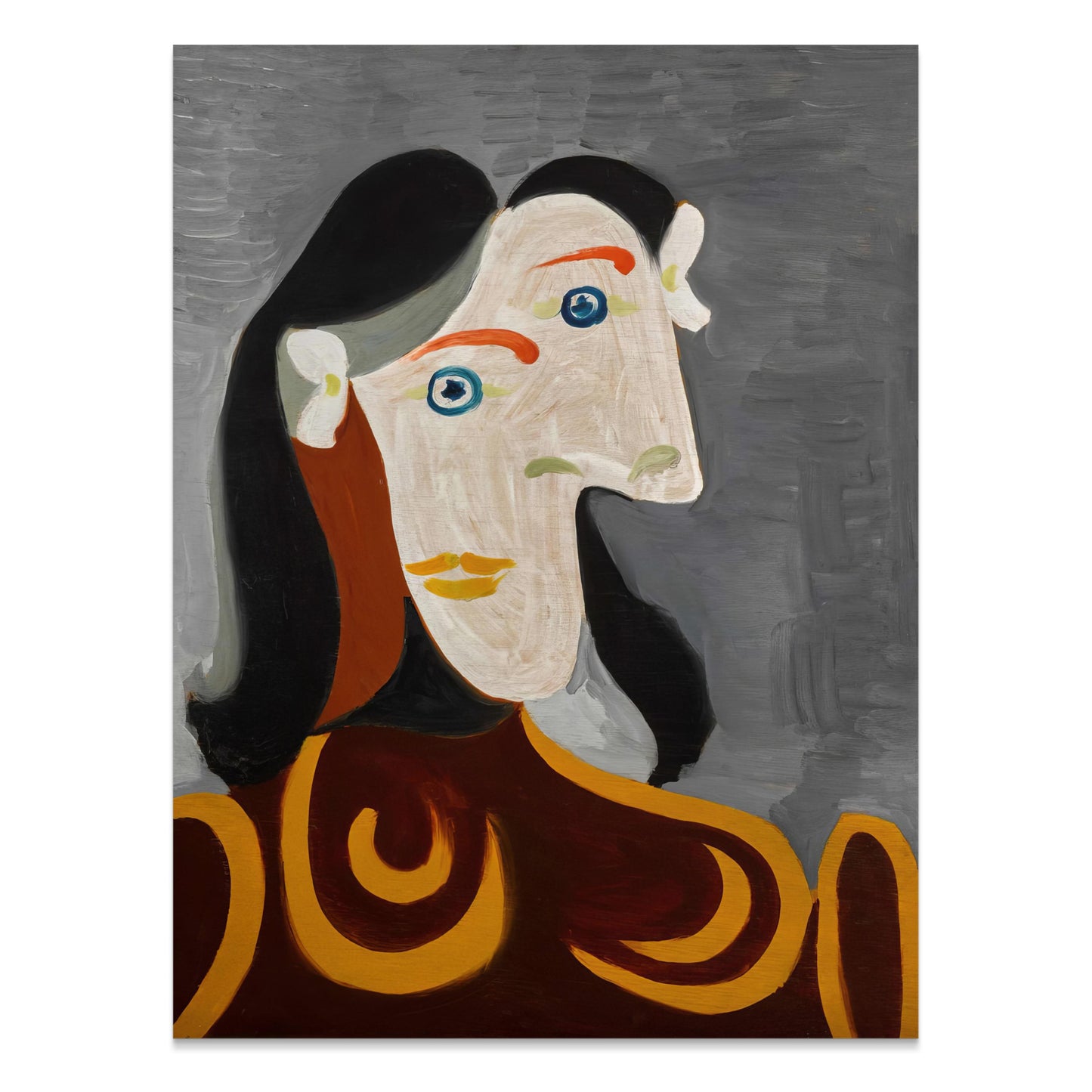 Premium Poster of Modern Abstract Portrait Art Grey Background Posters