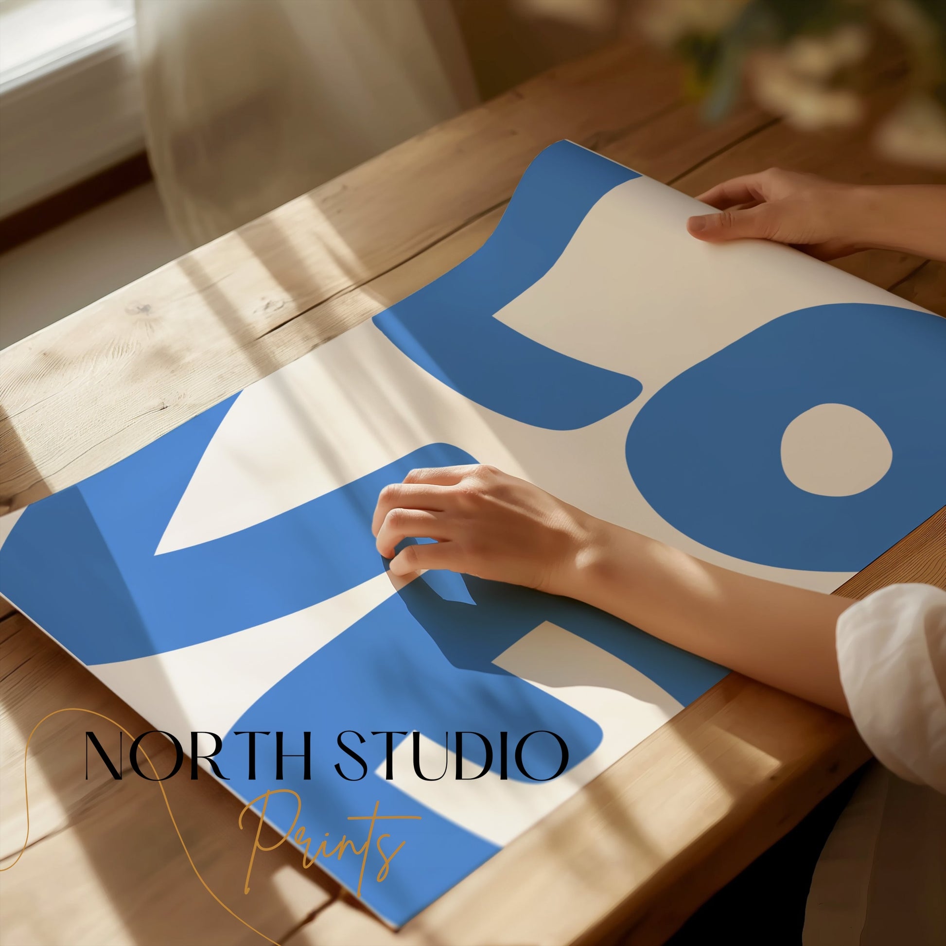 Premium Poster of Modern Blue LOVE Typography Art Prints Posters