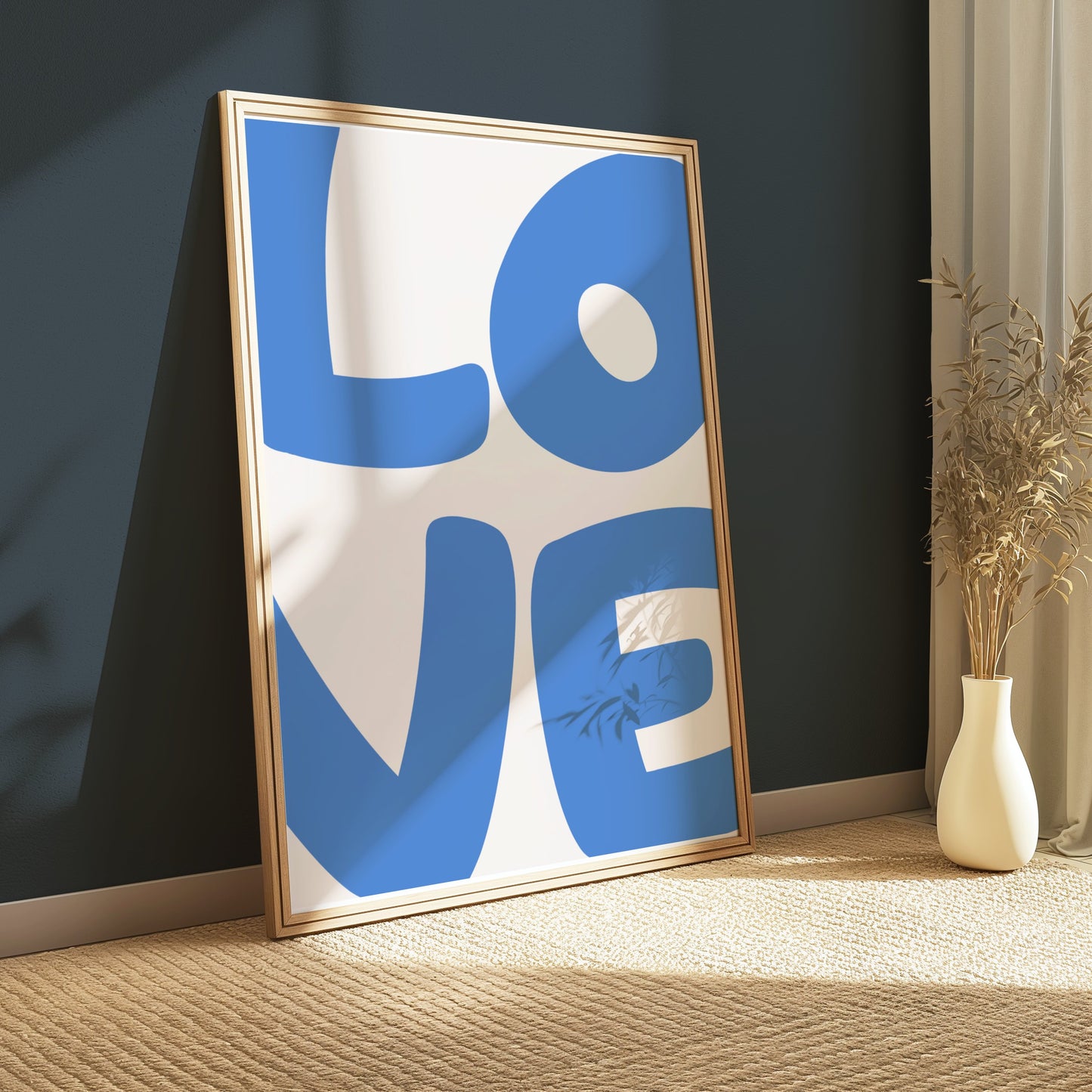Premium Poster of Modern Blue LOVE Typography Art Prints Posters