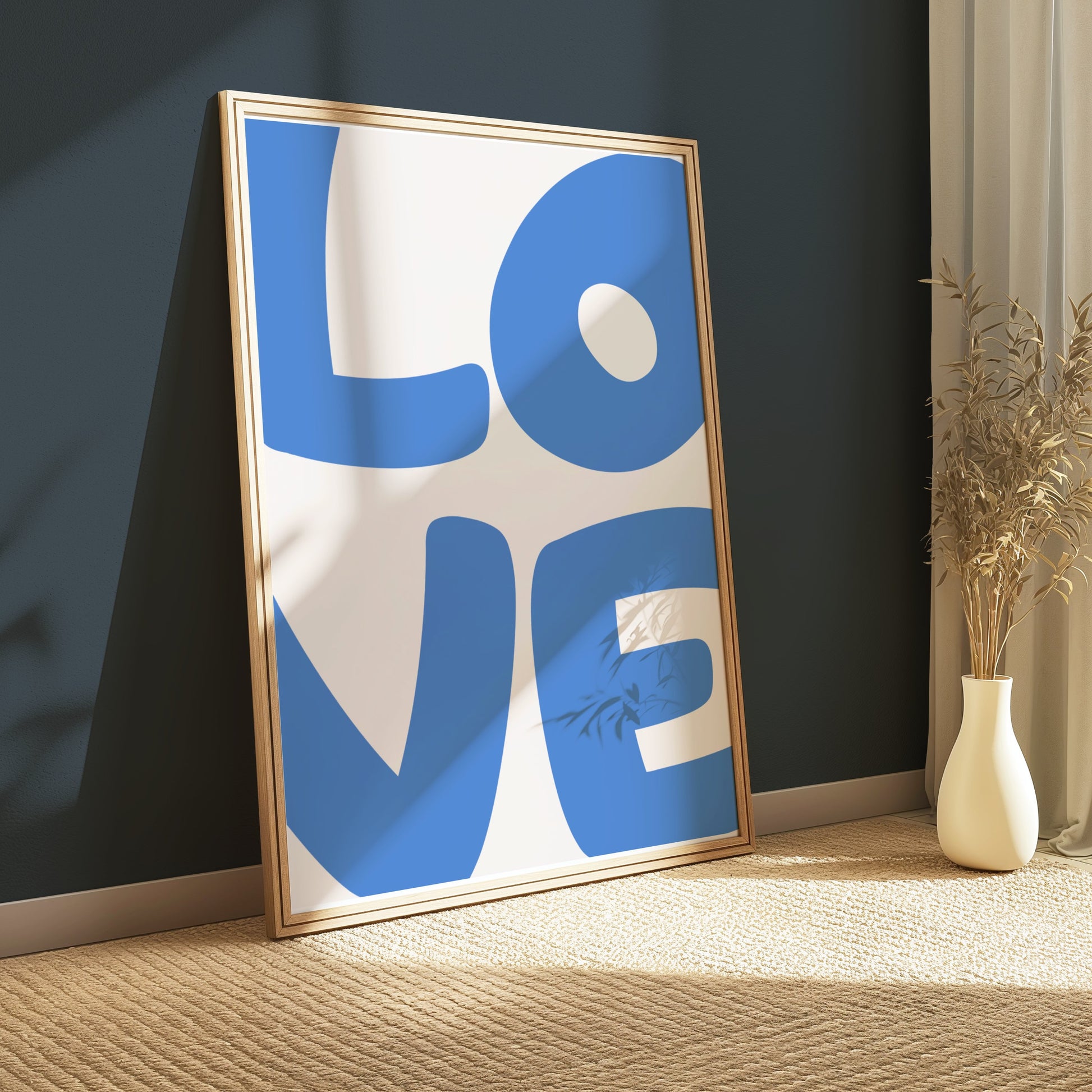Premium Poster of Modern Blue LOVE Typography Art Prints Posters