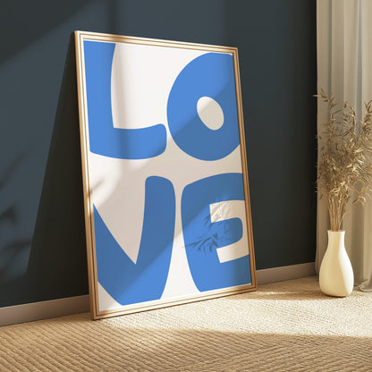 Premium Poster of Modern Blue LOVE Typography Art Prints Posters