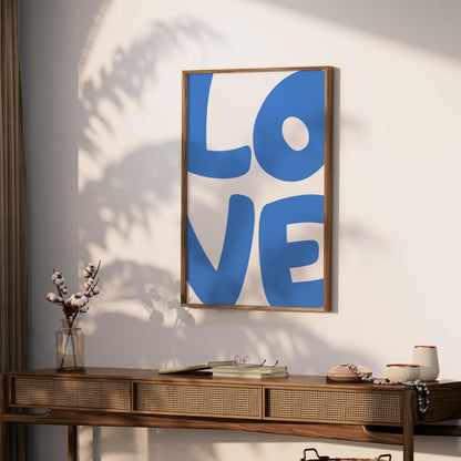 Premium Poster of Modern Blue LOVE Typography Art Prints Posters