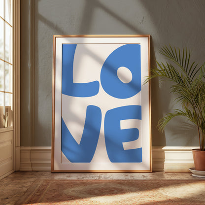 Premium Poster of Modern Blue LOVE Typography Art Prints Posters