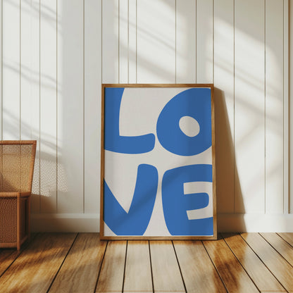 Premium Poster of Modern Blue LOVE Typography Art Prints Posters