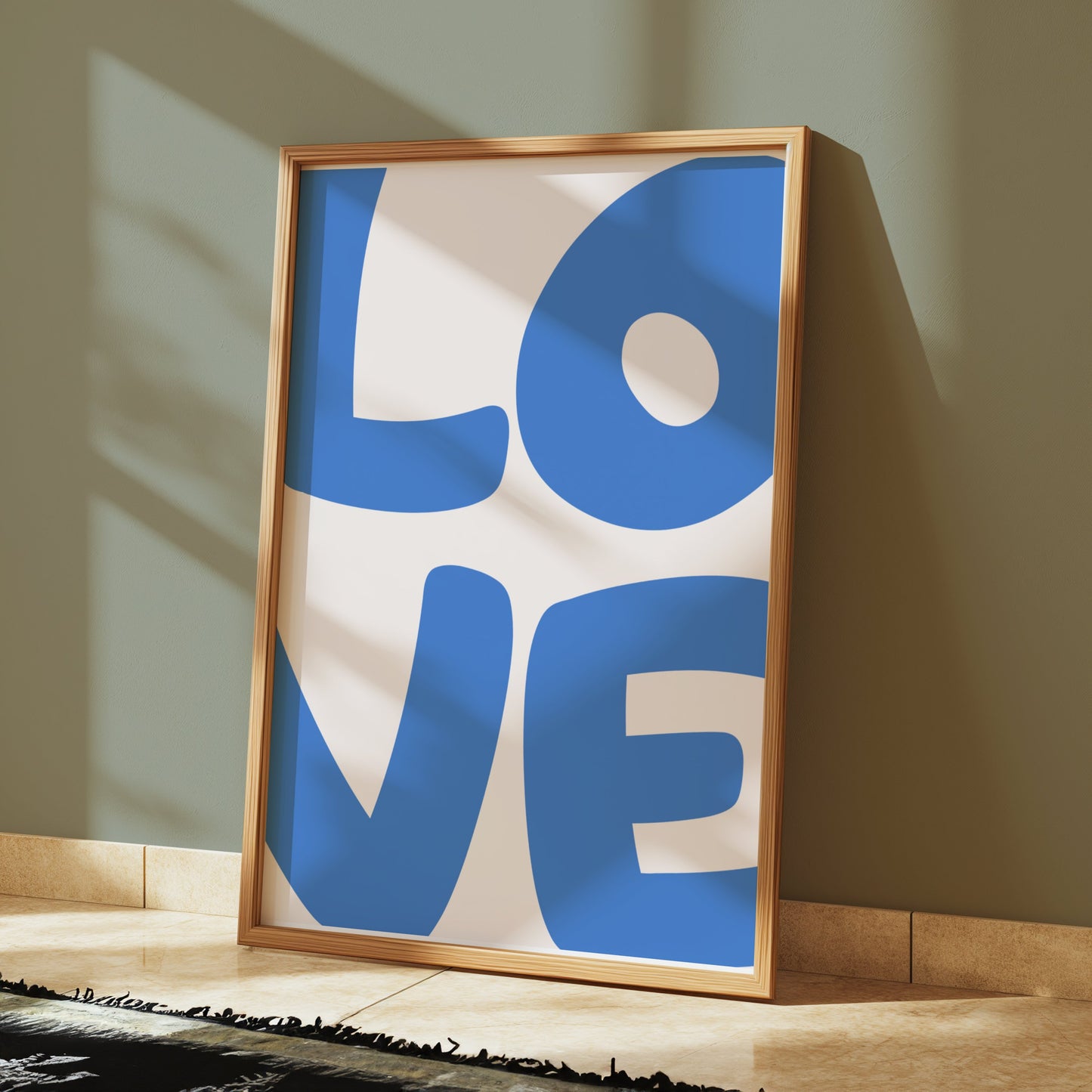 Premium Poster of Modern Blue LOVE Typography Art Prints Posters