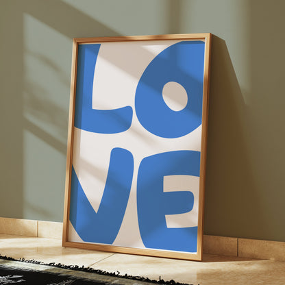 Premium Poster of Modern Blue LOVE Typography Art Prints Posters