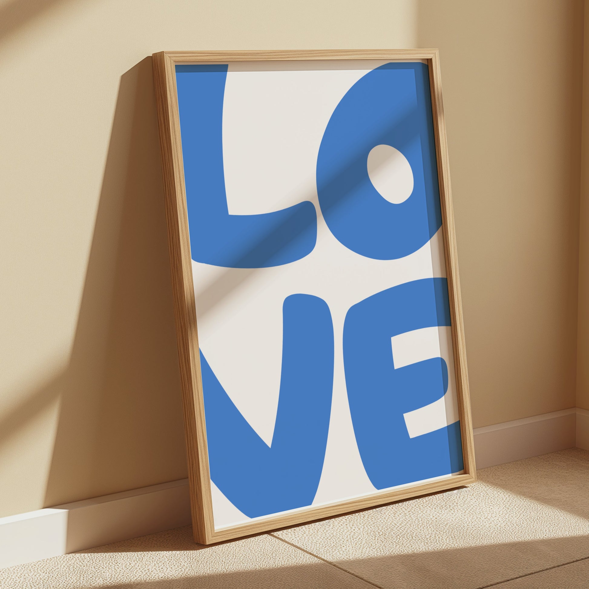Premium Poster of Modern Blue LOVE Typography Art Prints Posters