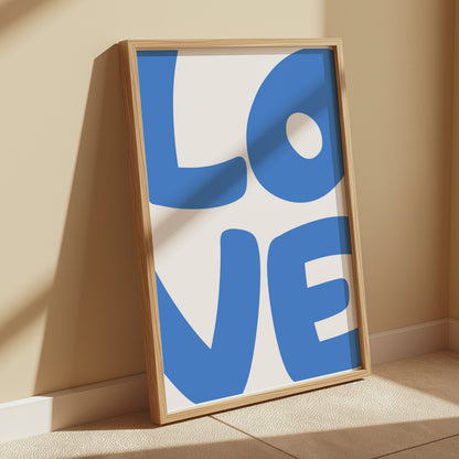 Premium Poster of Modern Blue LOVE Typography Art Prints Posters
