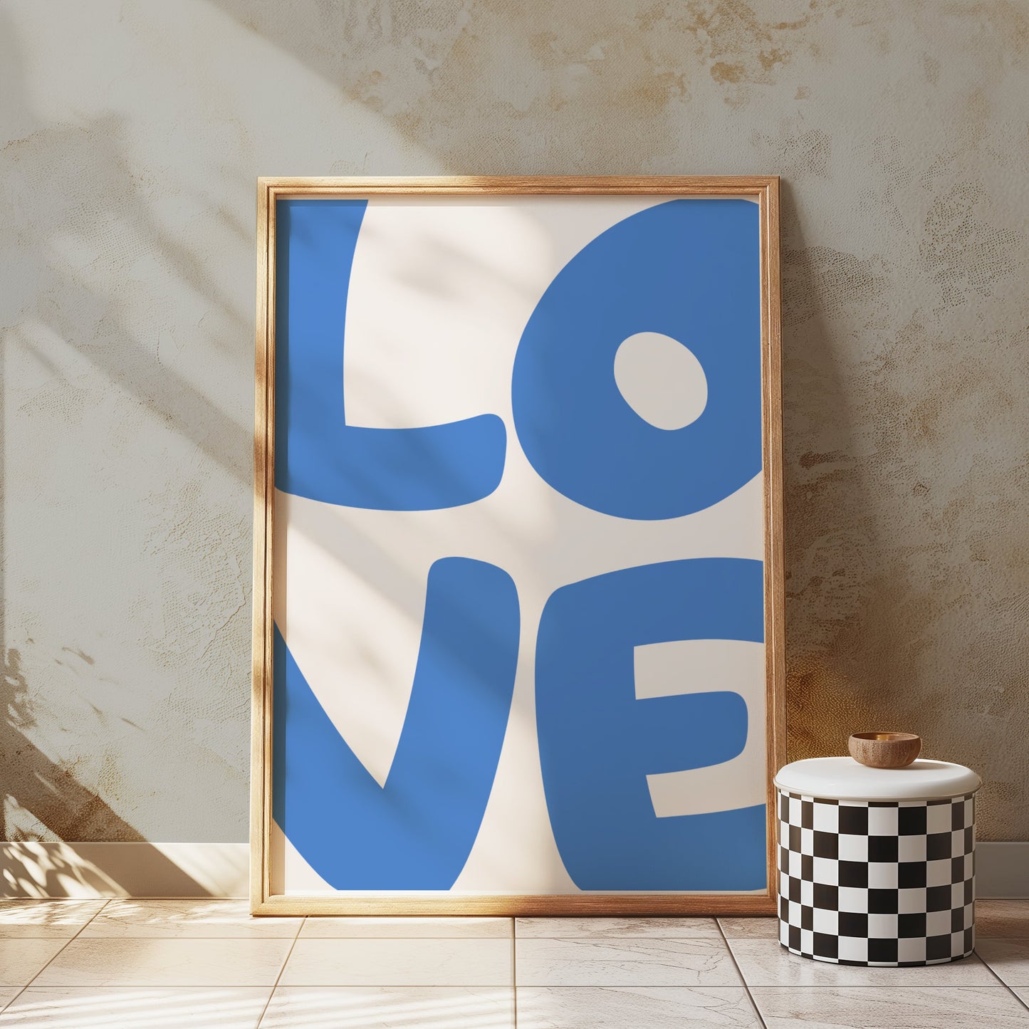 Premium Poster of Modern Blue LOVE Typography Art Prints Posters