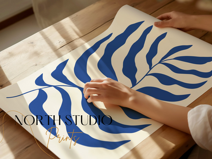Premium Poster of Modern Blue Leaf Art Print Posters