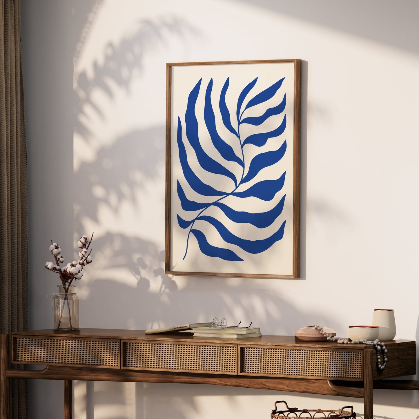 Premium Poster of Modern Blue Leaf Art Print Posters