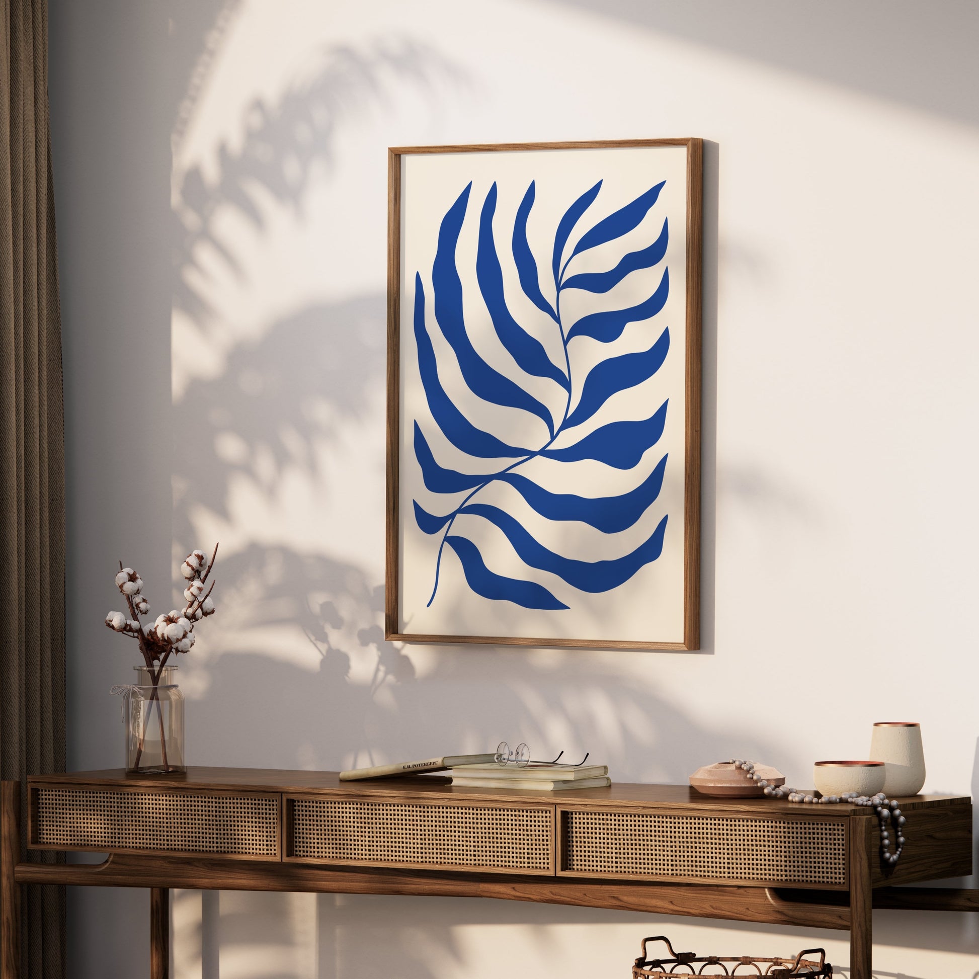 Premium Poster of Modern Blue Leaf Art Print Posters