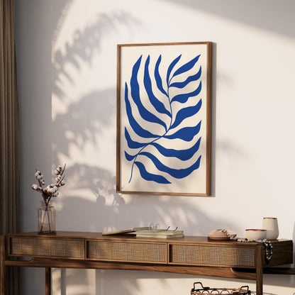 Premium Poster of Modern Blue Leaf Art Print Posters