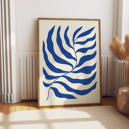 Premium Poster of Modern Blue Leaf Art Print Posters