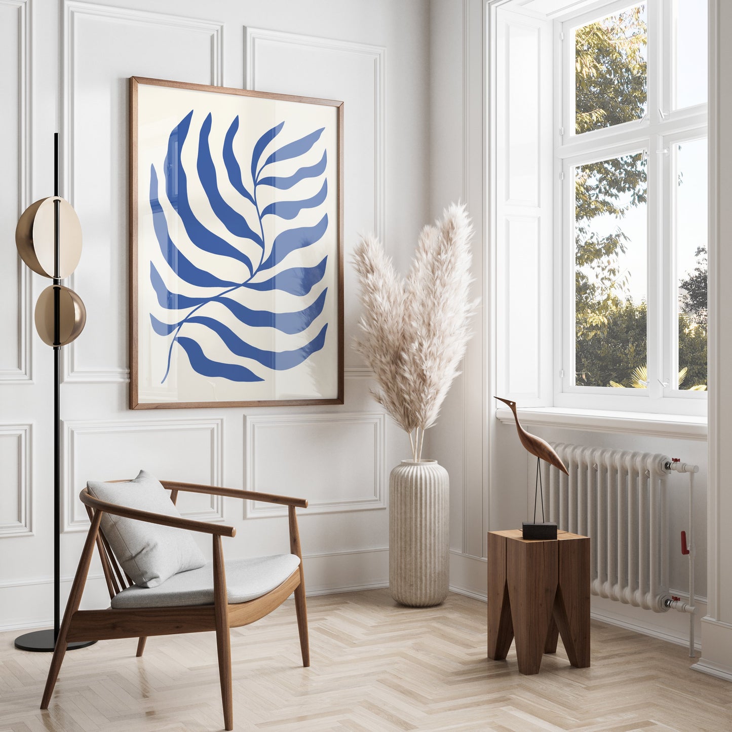 Premium Poster of Modern Blue Leaf Art Print Posters