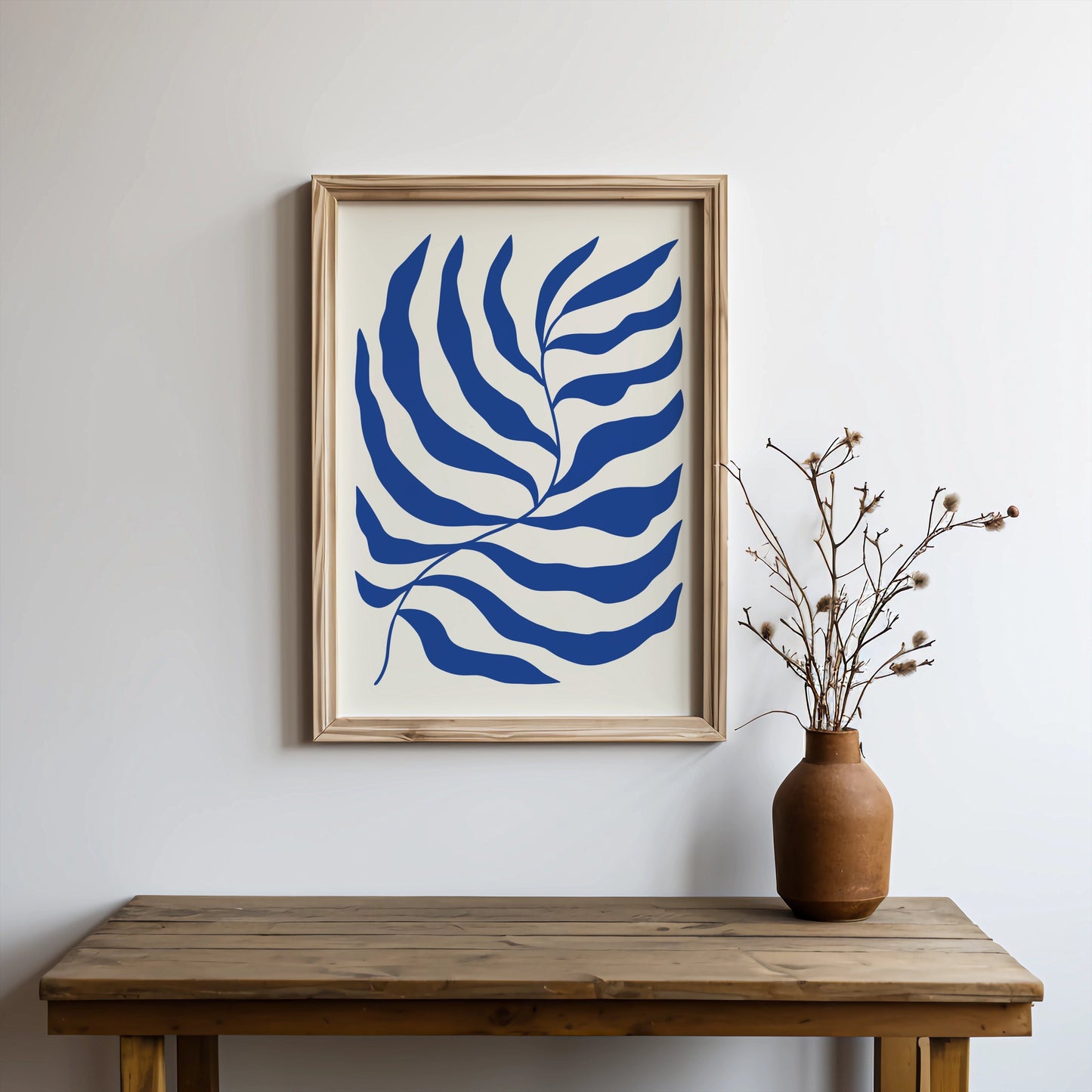 Premium Poster of Modern Blue Leaf Art Print Posters