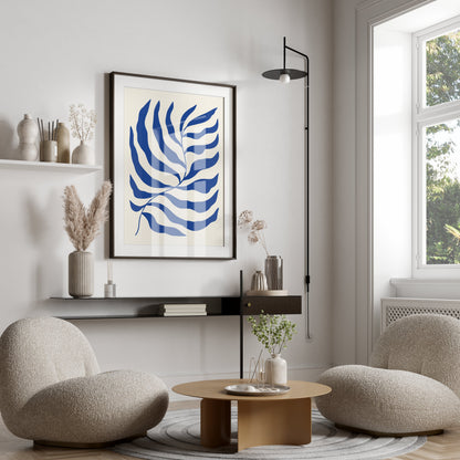 Premium Poster of Modern Blue Leaf Art Print Posters