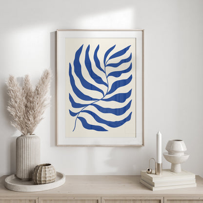 Premium Poster of Modern Blue Leaf Art Print Posters