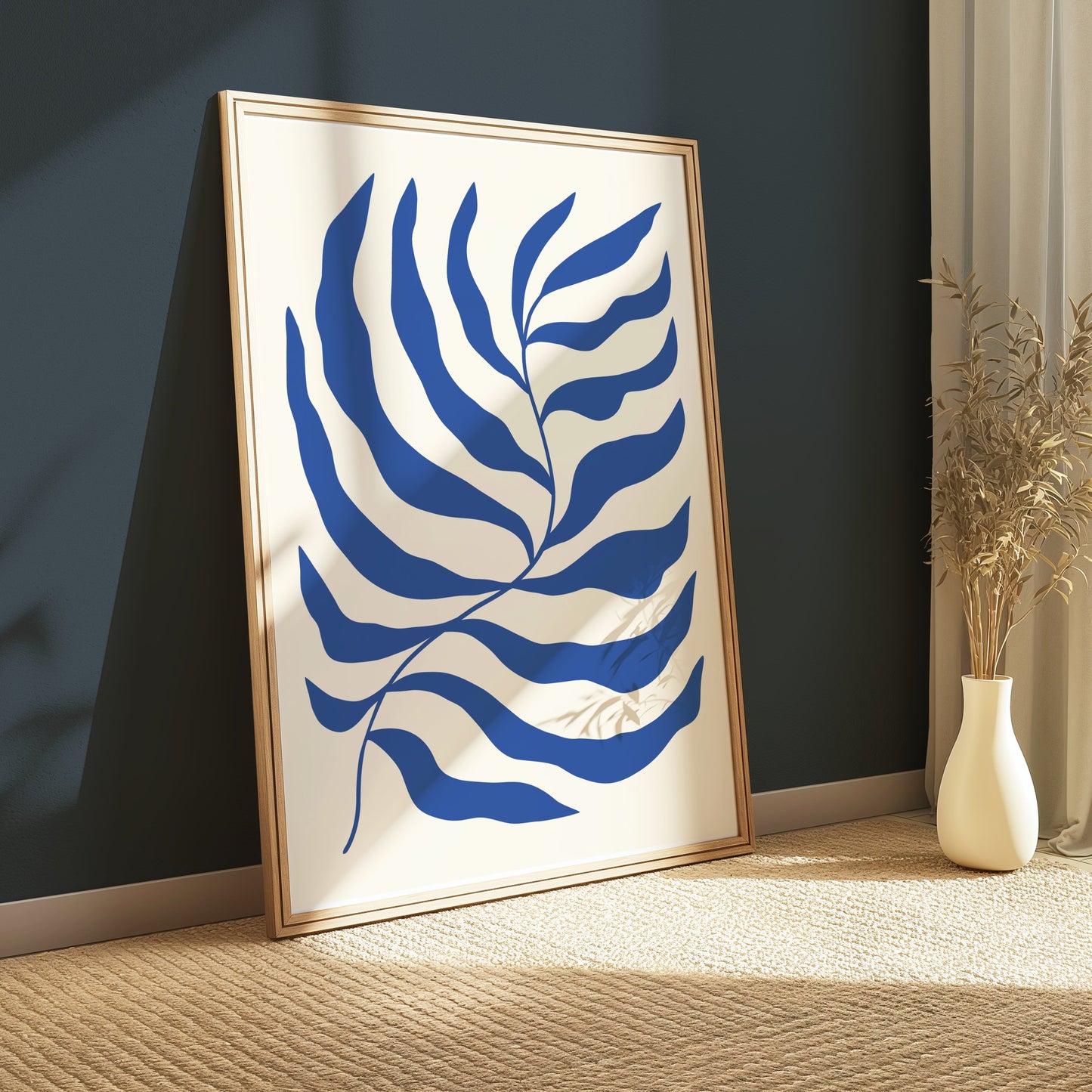Premium Poster of Modern Blue Leaf Art Print Posters