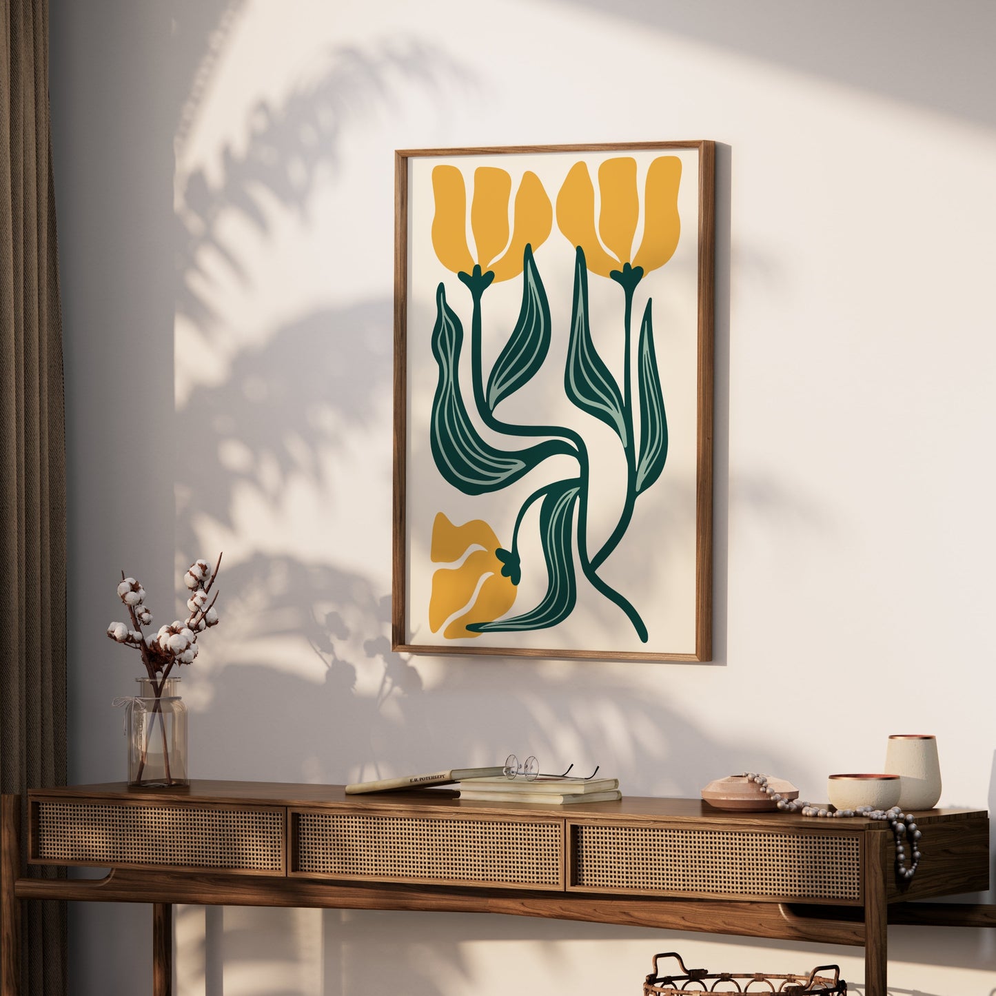 Premium Poster of Modern Botanical Art Minimalist Style Yellow Flower Posters