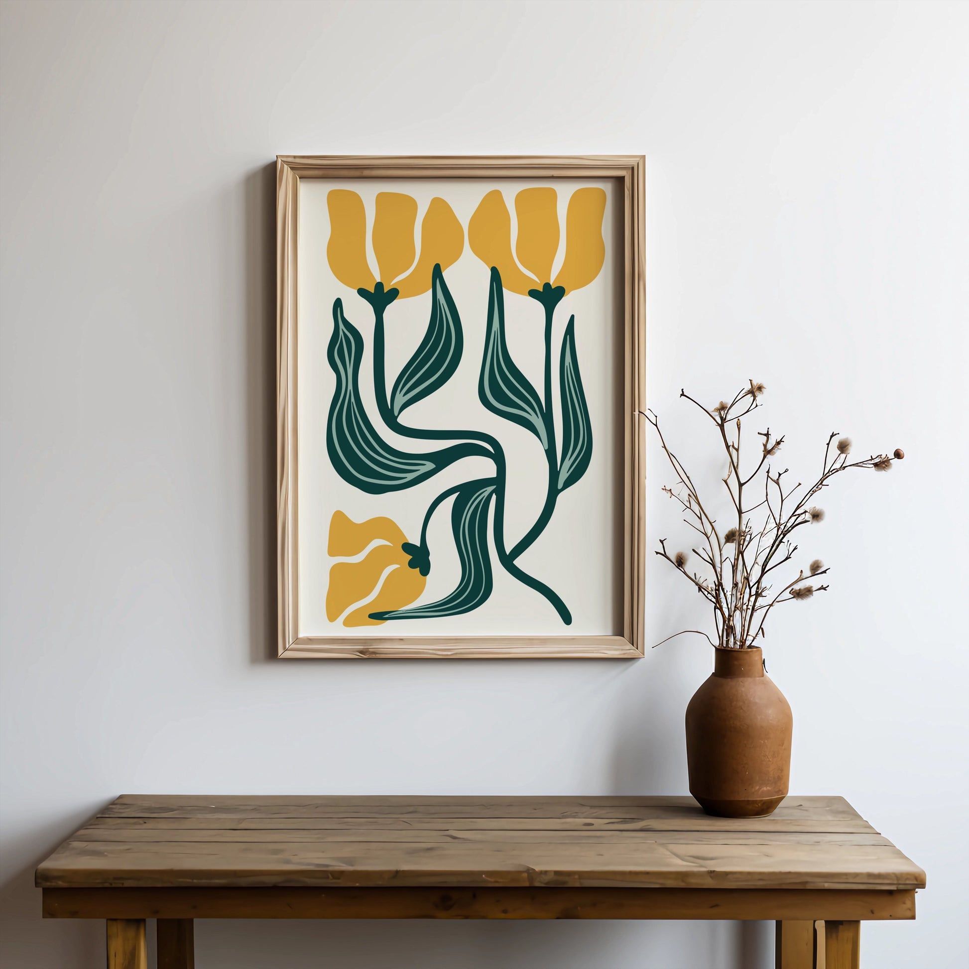 Premium Poster of Modern Botanical Art Minimalist Style Yellow Flower Posters