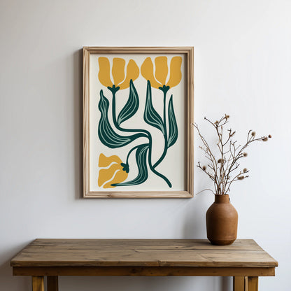 Premium Poster of Modern Botanical Art Minimalist Style Yellow Flower Posters