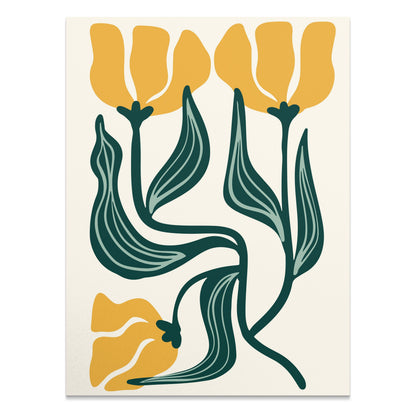 Premium Poster of Modern Botanical Art Minimalist Style Yellow Flower Posters