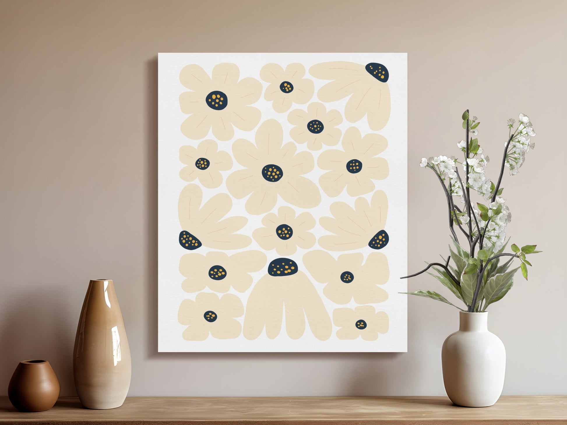 Premium Poster of Modern Floral Wall Art Flower Pattern Canvas Wraps