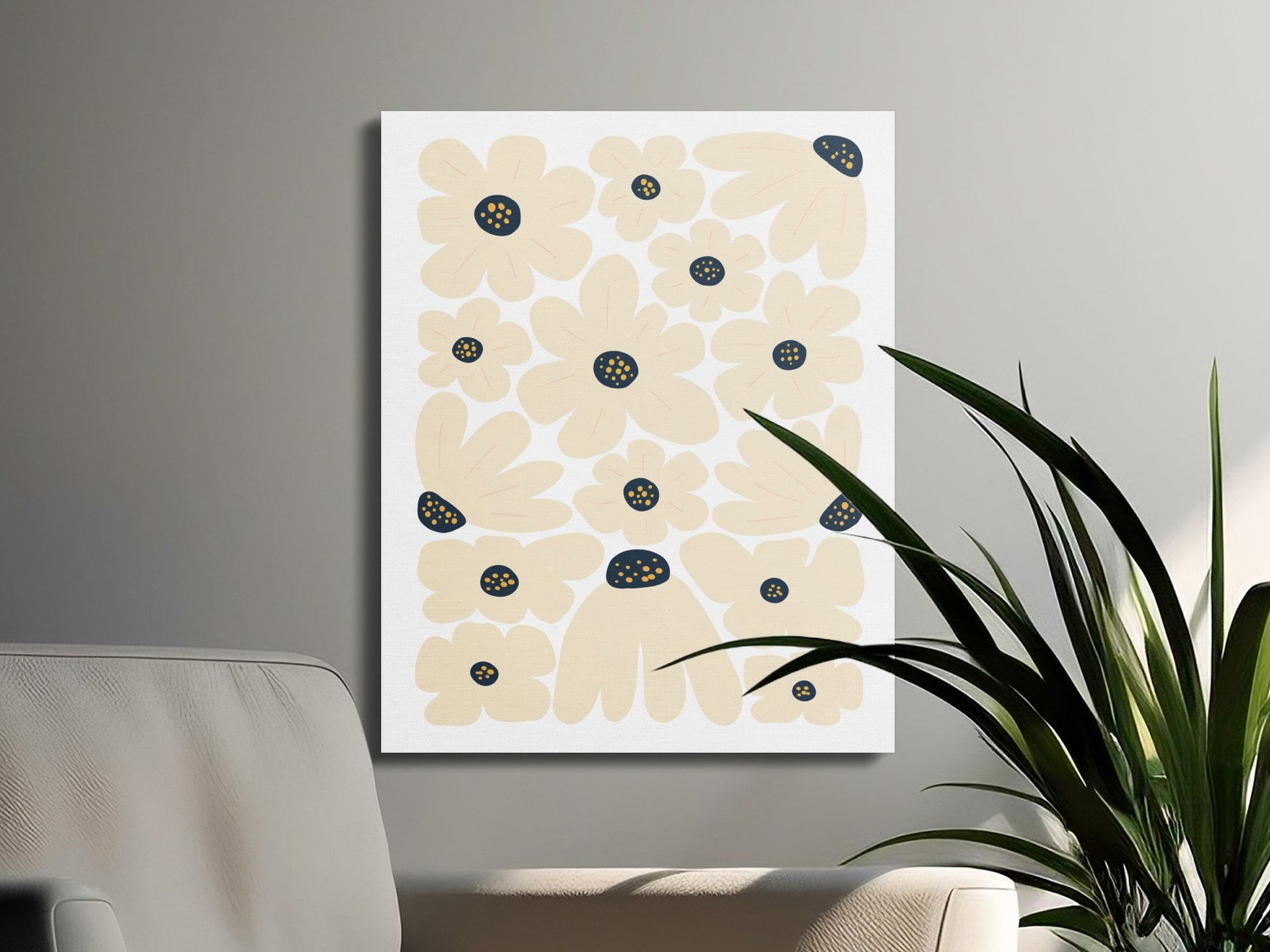 Premium Poster of Modern Floral Wall Art Flower Pattern Canvas Wraps