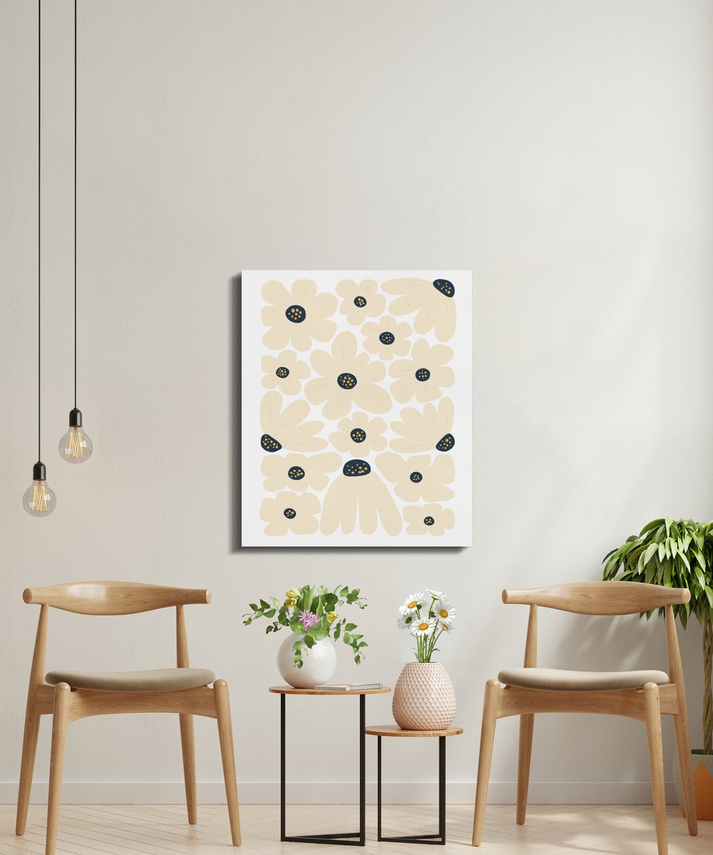 Premium Poster of Modern Floral Wall Art Flower Pattern Canvas Wraps